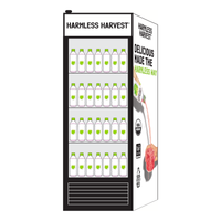 Harmless Harvest Biggie Small full-height glass door cooler holding 120 x 16oz coconut water bottles